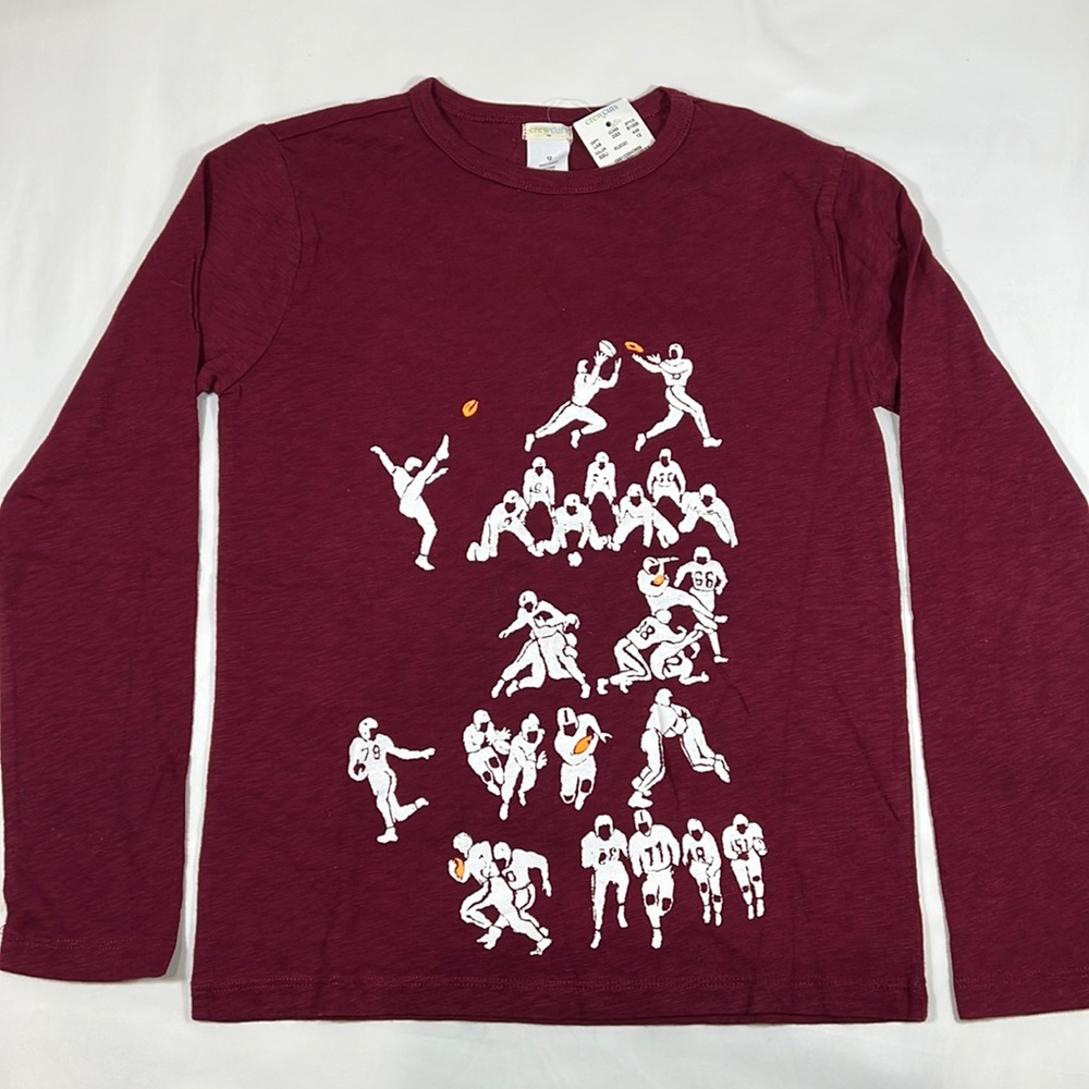 NWT Crewcuts Boys Football Design Longsleeve T-Shirt Maroon Size 10